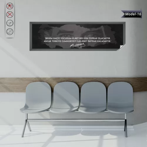 Statik Tutunma Özellikli Tablo - Poster Atatürk (Model- 16) 30 CM X 100 CM