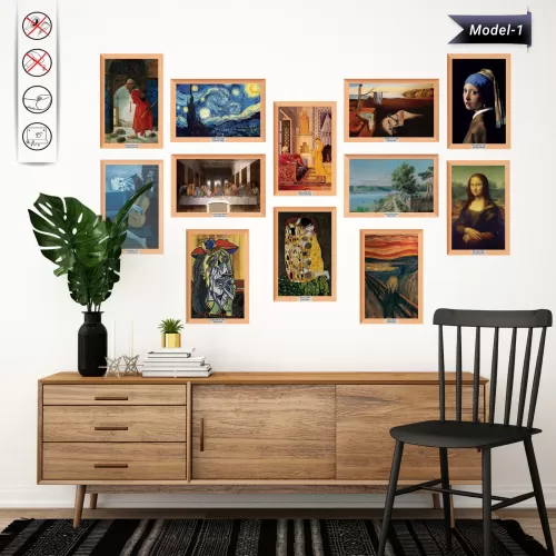 12'li Tablo - Poster Dünyaca Ünlü (Model- 1) ÇEŞİTLİ ÖLÇÜ