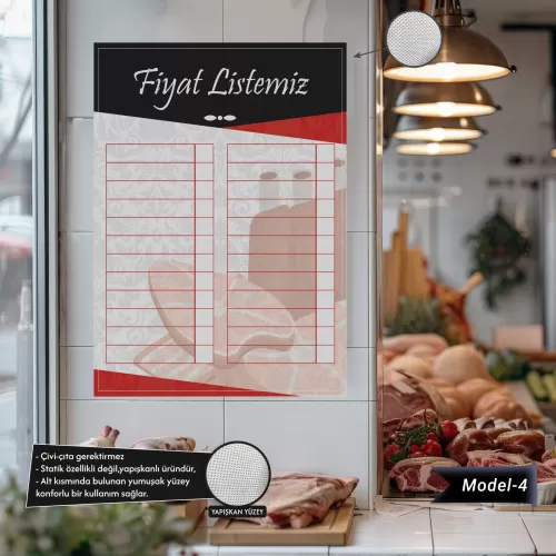 Yapışkanlı Fiyat Listesi (Model- 4) 70 CM X 100 CM 