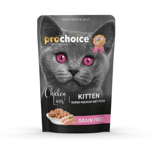 Prochoice Yavru Kediler İçin, Tahılsız, Jöle İçinde Tavuk Ve Ciğer Parça Etli Yaş Mama 85 gr X 24 ADET