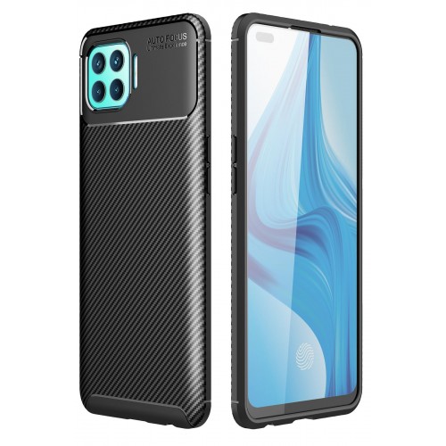 Newface Oppo Reno 4 Lite Kılıf Focus Karbon Silikon - Siyah