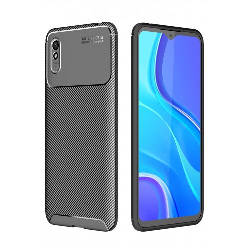 Newface Xiaomi Redmi 9A Kılıf Focus Karbon Silikon - Siyah