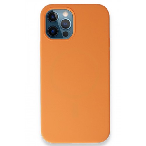 Newface iPhone 12 Kılıf Magneticsafe Lansman Silikon Kapak - Koyu Turuncu