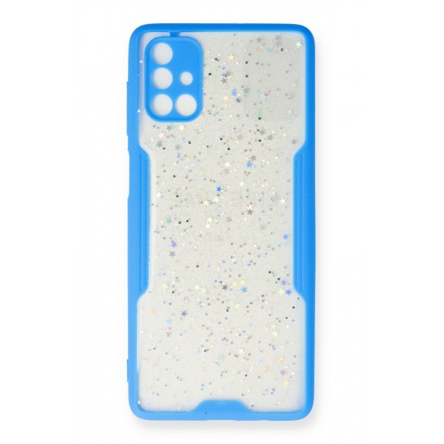 Newface Samsung Galaxy M51 Kılıf Platin Simli Silikon - Mavi