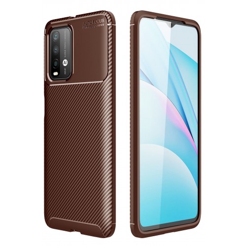 Newface Xiaomi Pocophone M3 Kılıf Focus Karbon Silikon - Kahverengi