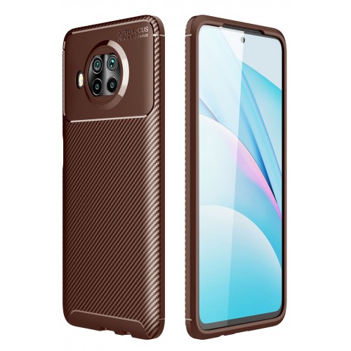 Newface Xiaomi Redmi Note 9 Pro 5G Kılıf Focus Karbon Silikon - Kahverengi