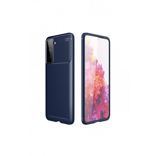 Newface Samsung Galaxy S21 Plus Kılıf Focus Karbon Silikon - Lacivert