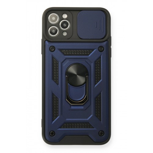 Newface iPhone 11 Pro Kılıf Pars Lens Yüzüklü Silikon - Lacivert
