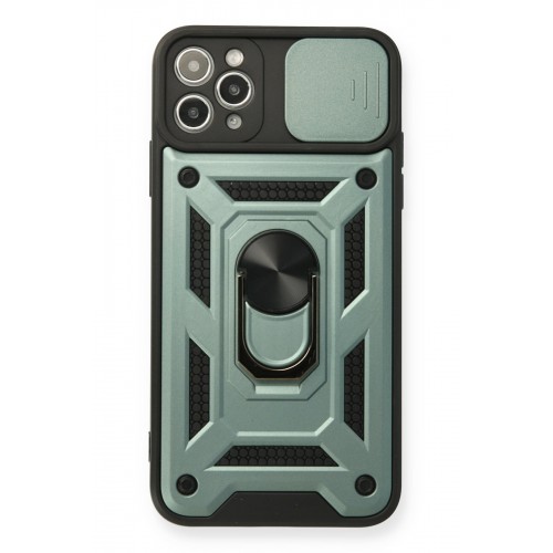 Newface iPhone 11 Pro Kılıf Pars Lens Yüzüklü Silikon - Yeşil