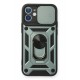 Newface iPhone 12 Kılıf Pars Lens Yüzüklü Silikon - Yeşil