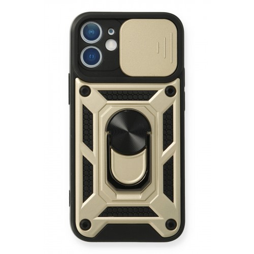 Newface iPhone 12 Mini Kılıf Pars Lens Yüzüklü Silikon - Gold