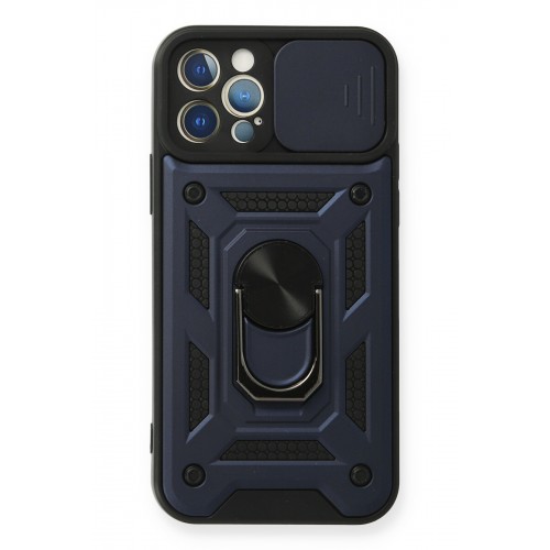 Newface iPhone 12 Pro Kılıf Pars Lens Yüzüklü Silikon - Lacivert