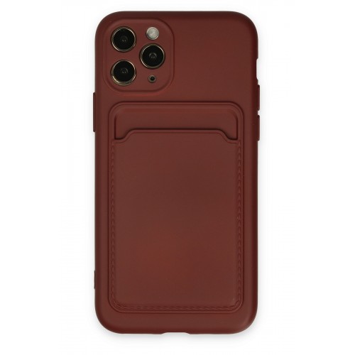 Newface iPhone 11 Pro Kılıf Kelvin Kartvizitli Silikon - Bordo