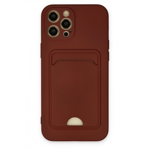 Newface iPhone 12 Pro Max Kılıf Kelvin Kartvizitli Silikon - Bordo
