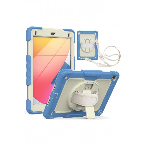 Newface iPad 9.7 (2018) Kılıf Strap New Tablet Kapak - Mavi