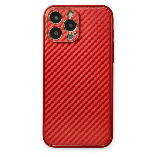 Newface iPhone 13 Pro Max Kılıf Coco Karbon Silikon - Kırmızı