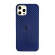 Newface iPhone 12 Pro Max Kılıf Karbon PP Silikon - Mavi