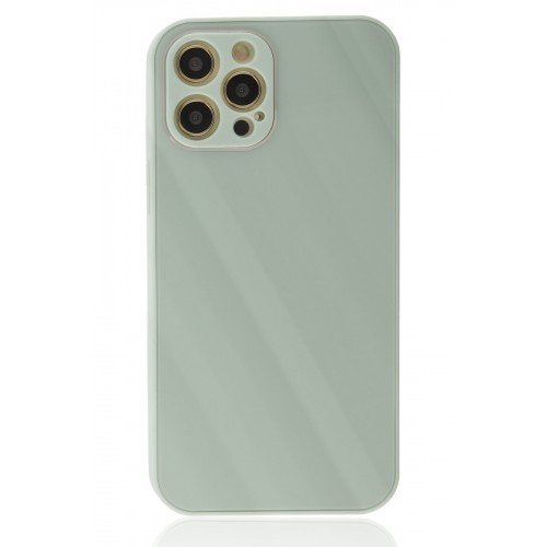 Newface iPhone 12 Pro Max Kılıf Glass Kapak - Turkuaz