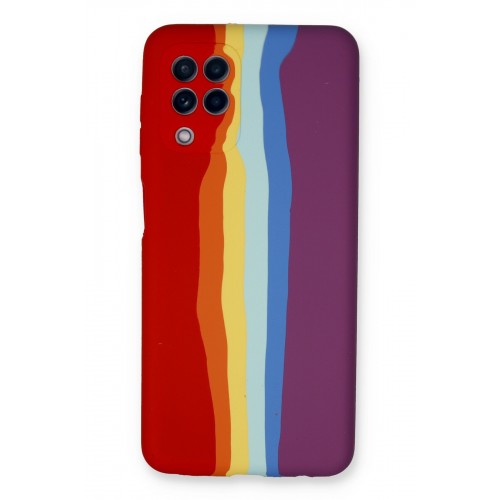 Newface Samsung Galaxy A22 Kılıf Ebruli Lansman Silikon - Kırmızı-Mor