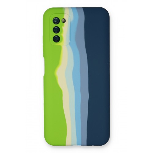 Newface Samsung Galaxy A03S Kılıf Ebruli Lansman Silikon - Yeşil-Koyu Yeşil